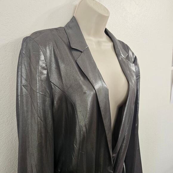 MAEVE ANTHRO Zada Metallic Blazer Silver Size 14 - Picture 5 of 13